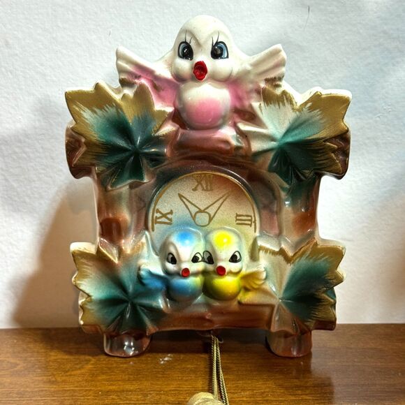 Vintage Antropomorphic Birds Cuckoo Clock Wall Pocket Japan Lipper Mann